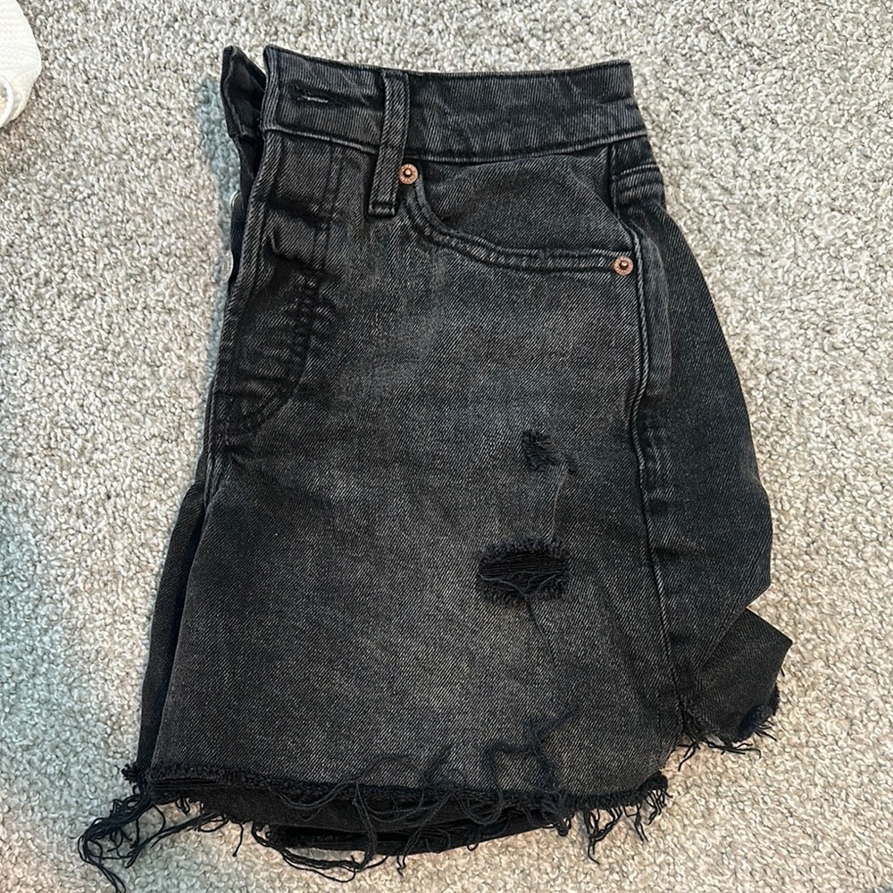 Old Navy Black Distressed Jean Shorts with Frayed Hem